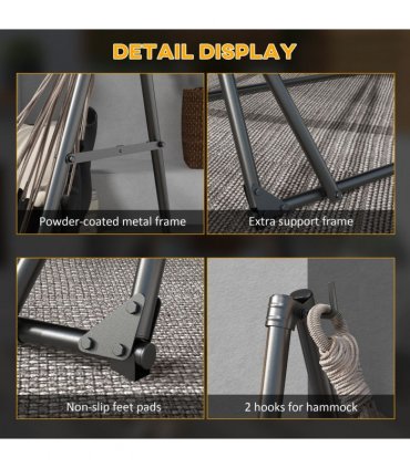 Steel Black 263cmx89cmx100cm 2 in 1 Hammock Net Stand Hammock Chair Stand