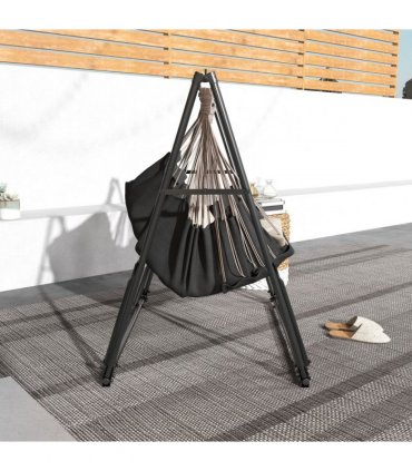 Steel Black 263cmx89cmx100cm 2 in 1 Hammock Net Stand Hammock Chair Stand