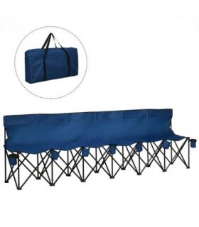 Outdoor 6 Seater Folding Chair Steel Blue 259L x 48D x 80H Oxford Fabric