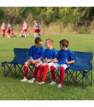 Outdoor 6 Seater Folding Chair Steel Blue 259L x 48D x 80H Oxford Fabric