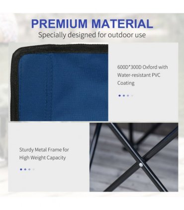 Outdoor 6 Seater Folding Chair Steel Blue 259L x 48D x 80H Oxford Fabric