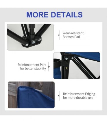 Outdoor 6 Seater Folding Chair Steel Blue 259L x 48D x 80H Oxford Fabric
