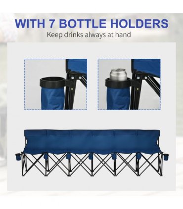 Outdoor 6 Seater Folding Chair Steel Blue 259L x 48D x 80H Oxford Fabric