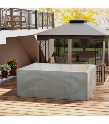 PE Grey 235L x 190W x 90Hcm Furniture Cover for Garden Rattan Wood Plastic
