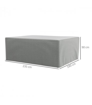 PE Grey 235L x 190W x 90Hcm Furniture Cover for Garden Rattan Wood Plastic