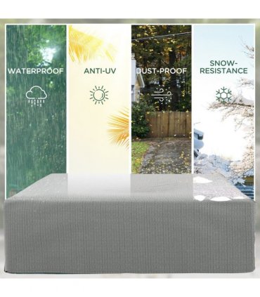 PE Grey 235L x 190W x 90Hcm Furniture Cover for Garden Rattan Wood Plastic