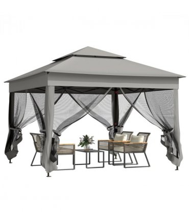 Garden Folding Tent Heavy Duty Pop Up Gazebo Dark Grey Metal Polyester 325cm