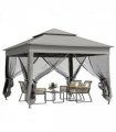 Garden Folding Tent Heavy Duty Pop Up Gazebo Dark Grey Metal Polyester 325cm