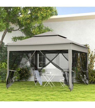 Garden Folding Tent Heavy Duty Pop Up Gazebo Dark Grey Metal Polyester 325cm