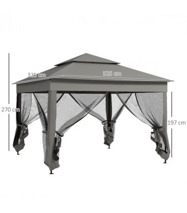 Garden Folding Tent Heavy Duty Pop Up Gazebo Dark Grey Metal Polyester 325cm