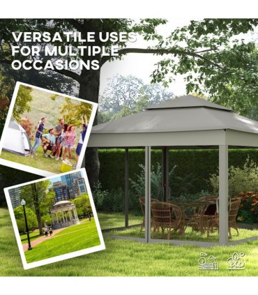 Garden Folding Tent Heavy Duty Pop Up Gazebo Dark Grey Metal Polyester 325cm