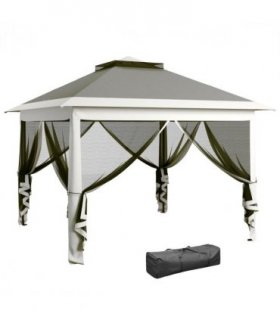 Outsunny Pop Up Gazebo Height Adjustable Canopy Tent w/ Carrying Bag, Dark Grey