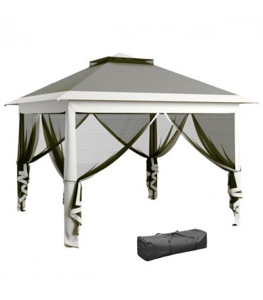 Outsunny Pop Up Gazebo Height Adjustable Canopy Tent w/ Carrying Bag, Dark Grey