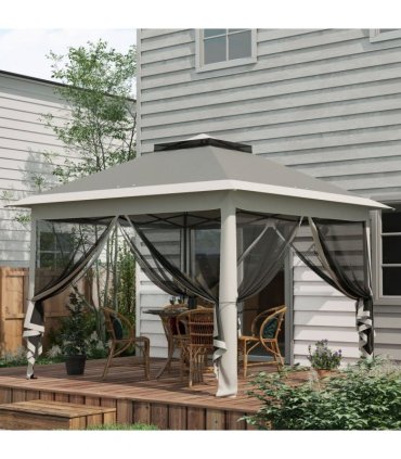 Outsunny Pop Up Gazebo Height Adjustable Canopy Tent w/ Carrying Bag, Dark Grey