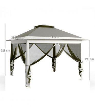 Outsunny Pop Up Gazebo Height Adjustable Canopy Tent w/ Carrying Bag, Dark Grey