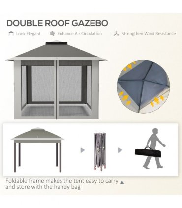 Outsunny Pop Up Gazebo Height Adjustable Canopy Tent w/ Carrying Bag, Dark Grey