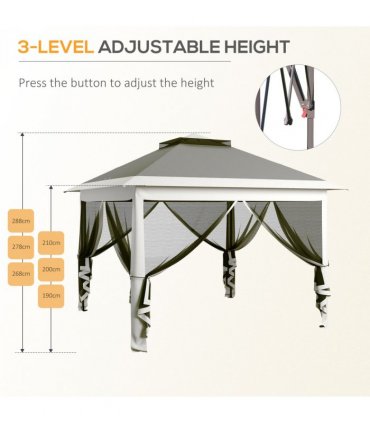 Outsunny Pop Up Gazebo Height Adjustable Canopy Tent w/ Carrying Bag, Dark Grey