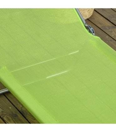 Green Steel Mesh Fabric Sun Loungers 90°-180°  Back 27.5H x 56W x 182Dcm