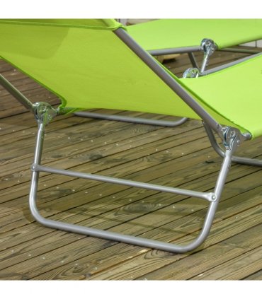 Green Steel Mesh Fabric Sun Loungers 90°-180°  Back 27.5H x 56W x 182Dcm