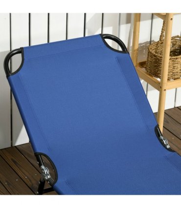 Garden Sun Loungers Set of 2, Blue, Steel, Oxford Fabric, 188L x 56W x 28Hcm