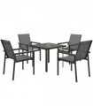 Outsunny 5 Piece Garden Dining Set, Outdoor Table and 4 Chairs, Grey