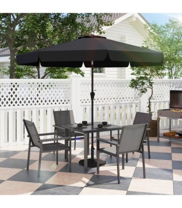 Outsunny 5 Piece Garden Dining Set, Outdoor Table and 4 Chairs, Grey