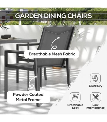 Outsunny 5 Piece Garden Dining Set, Outdoor Table and 4 Chairs, Grey