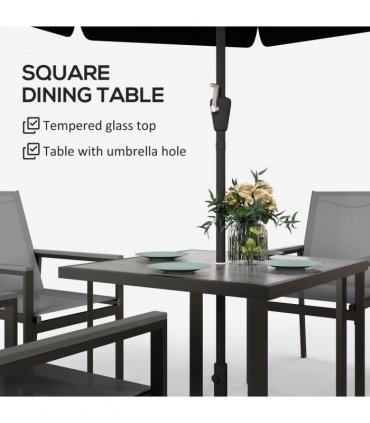 Outsunny 5 Piece Garden Dining Set, Outdoor Table and 4 Chairs, Grey