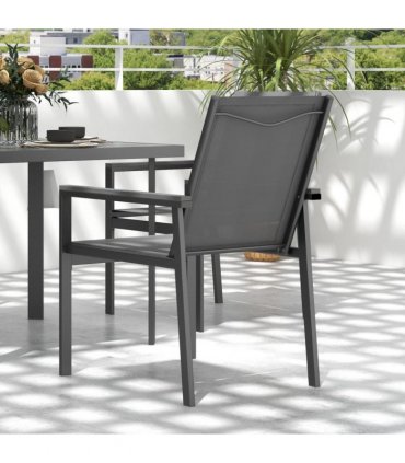 Outsunny 5 Piece Garden Dining Set, Outdoor Table and 4 Chairs, Grey