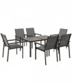 Outsunny 7 Piece Garden Dining Set, Outdoor Table and 6 Chairs, Grey