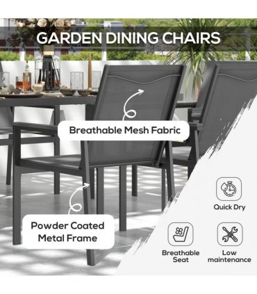 Outsunny 7 Piece Garden Dining Set, Outdoor Table and 6 Chairs, Grey