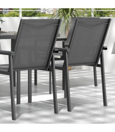 Outsunny 7 Piece Garden Dining Set, Outdoor Table and 6 Chairs, Grey