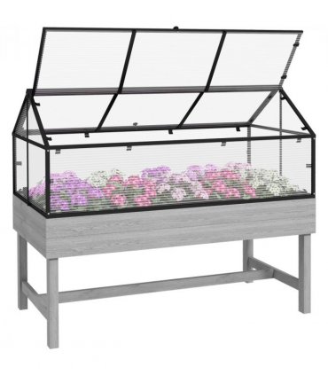 Outsunny Raised Garden Bed with Polycarbonate Panel and Top Vent for Vegetables