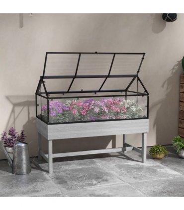 Outsunny Raised Garden Bed with Polycarbonate Panel and Top Vent for Vegetables