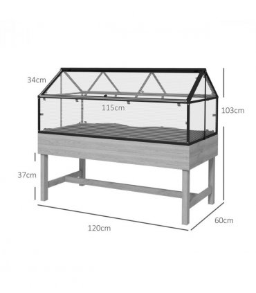 Outsunny Raised Garden Bed with Polycarbonate Panel and Top Vent for Vegetables