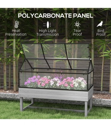 Outsunny Raised Garden Bed with Polycarbonate Panel and Top Vent for Vegetables