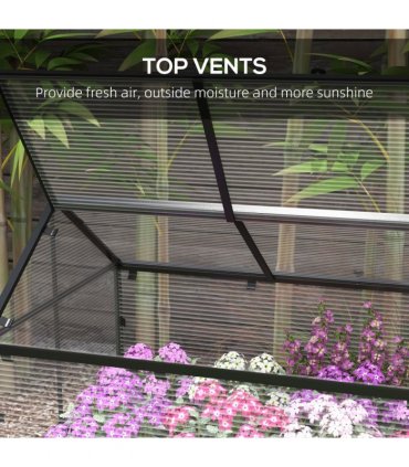 Outsunny Raised Garden Bed with Polycarbonate Panel and Top Vent for Vegetables