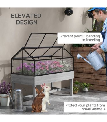 Outsunny Raised Garden Bed with Polycarbonate Panel and Top Vent for Vegetables