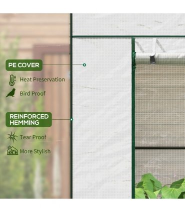 Green House Walk-in Garden White PE Steel 196 x 77 x 188cm Large Roll-up Door