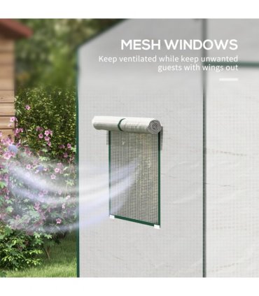 Green House Walk-in Garden White PE Steel 196 x 77 x 188cm Large Roll-up Door