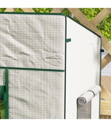 Green House Walk-in Garden White PE Steel 196 x 77 x 188cm Large Roll-up Door
