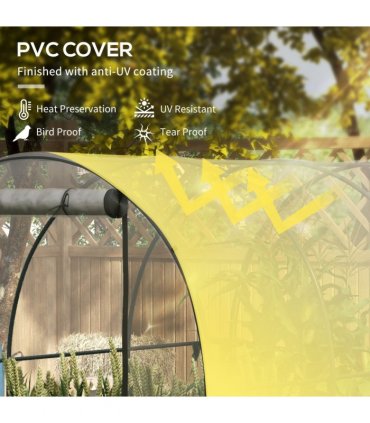 Outsunny 3 x 2 x 2m Polytunnel Greenhouse with Door, Windows, Steel Frame