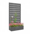 Outsunny Raised Garden Bed with Trellis Standing Patio Planter Box Dark Grey