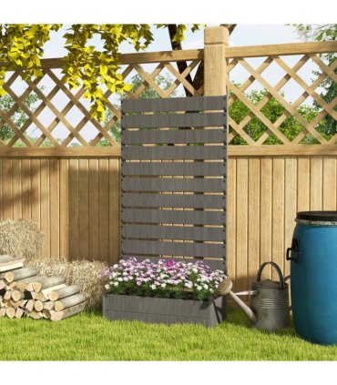 Outsunny Raised Garden Bed with Trellis Standing Patio Planter Box Dark Grey