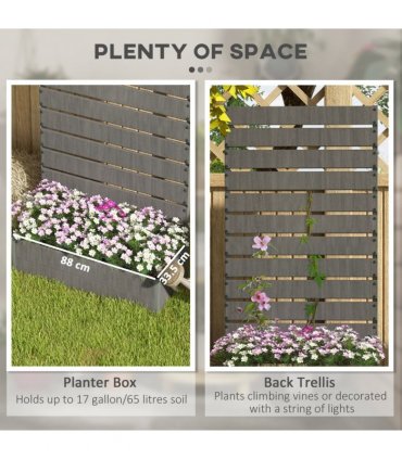 Outsunny Raised Garden Bed with Trellis Standing Patio Planter Box Dark Grey