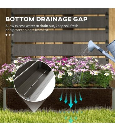 Outsunny Raised Garden Bed with Trellis Standing Patio Planter Box Dark Grey