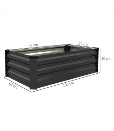 Outsunny Set of 2 Galvanised Raised Garden Bed for Flowers, Herbs and Vegetables