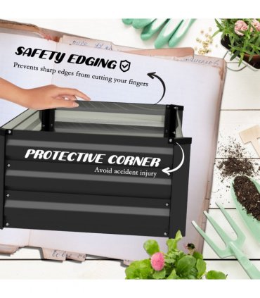 Outsunny Set of 2 Galvanised Raised Garden Bed for Flowers, Herbs and Vegetables
