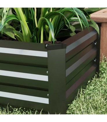 Outsunny Set of 2 Galvanised Raised Garden Bed for Flowers, Herbs and Vegetables