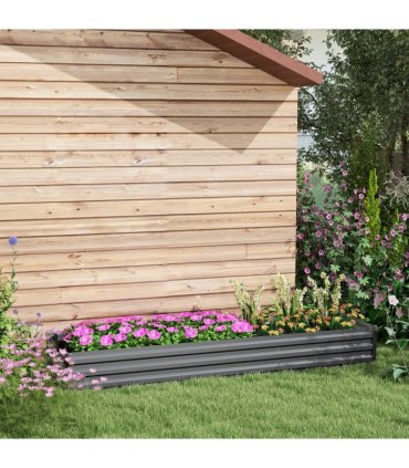 Outsunny Galvanised Raised Bed for Garden, Outdoor Elevated Planter Box, Grey